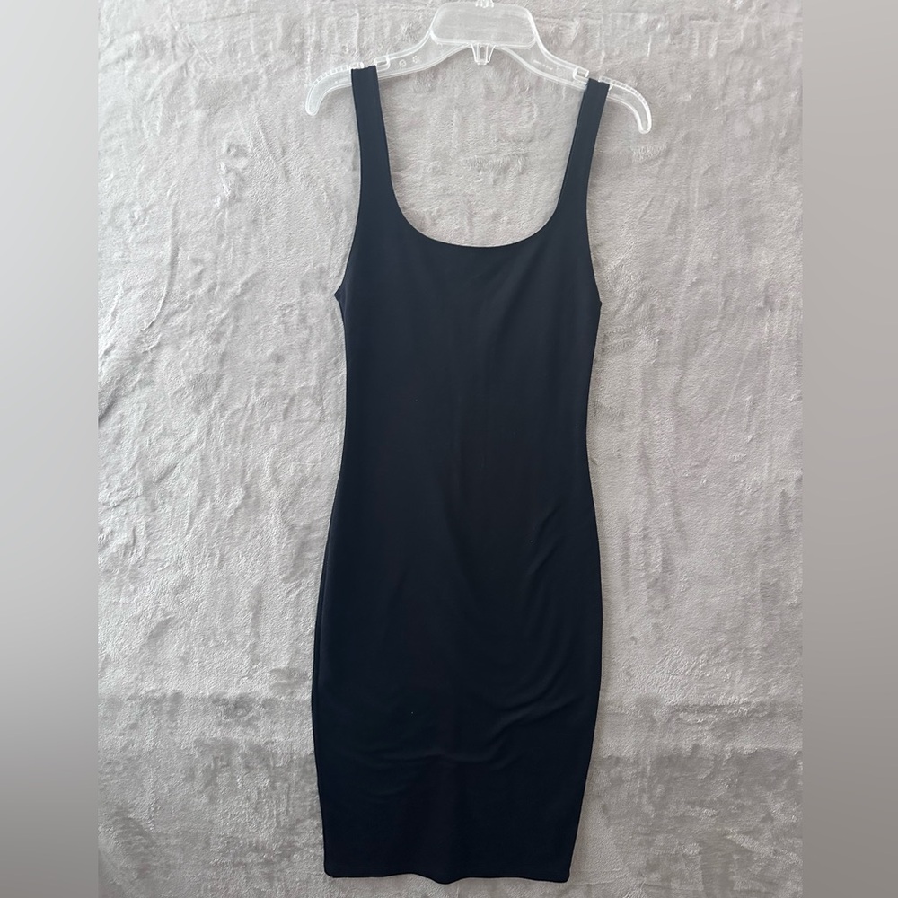 Zara Dress Small Black Scoop-Neck Bodycon Stretch